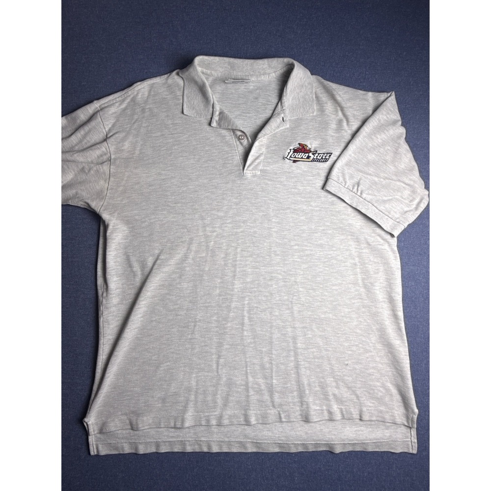 Vintage Crystal Springs Iowa State Cyclones Polo Shirt Gray Mens XL Cotton